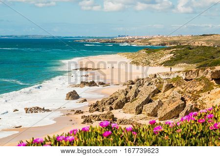 Landscape of Porto Covo beach, Portugal at sunny day