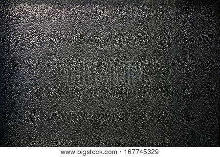 Water Drops On Gray Background Closeup