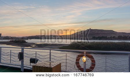 Watching sunset standing on Egyptiajn cruise ship