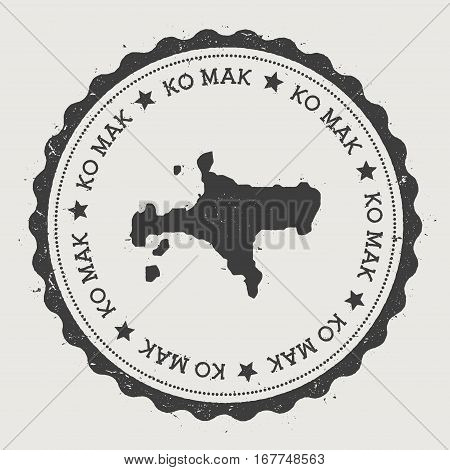 Ko Mak Sticker. Hipster Round Rubber Stamp With Island Map. Vintage Passport Sign With Circular Text