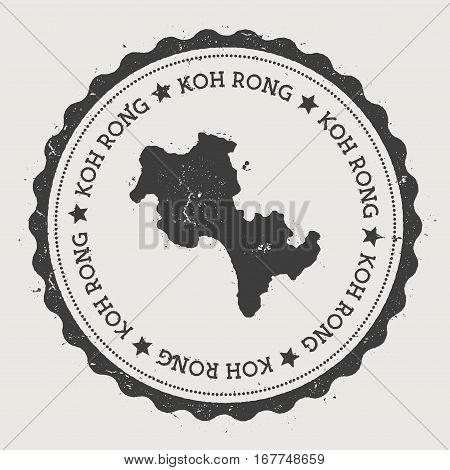 Koh Rong Sticker. Hipster Round Rubber Stamp With Island Map. Vintage Passport Sign With Circular Te
