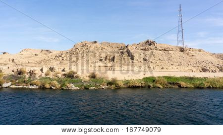 Egypt Nile cruise, a nice view from the boat to shore.
