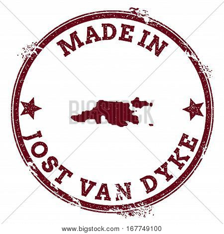 Jost Van Dyke Seal. Vintage Island Map Sticker. Grunge Rubber Stamp With Made In Text And Map Outlin