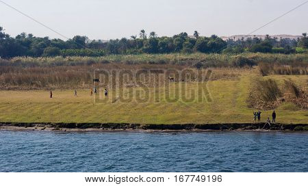 Egypt Nile cruise, a nice view from the boat to shore.