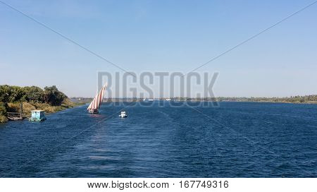 Egypt Nile cruise, a nice view from the boat to shore.