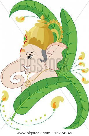 Ganesh im Blatt Hintergrund