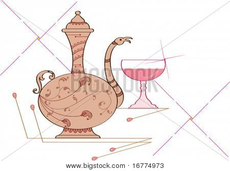 Classical Surahi (wine pot) & Wine Glass used to drink and celebrate in Royal, King Family's