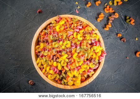 Pasta Kavatappi In Wooden Bowl
