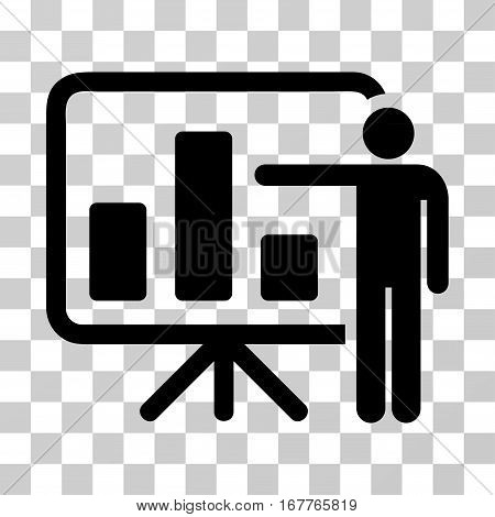 Bar Chart Presentation icon. Vector illustration style is flat iconic symbol, black color, transparent background. Designed for web and software interfaces.