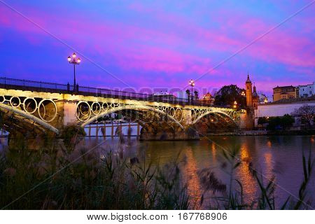 Puente Isabel II bridge in Triana Seville sunset of Andalusia Spain