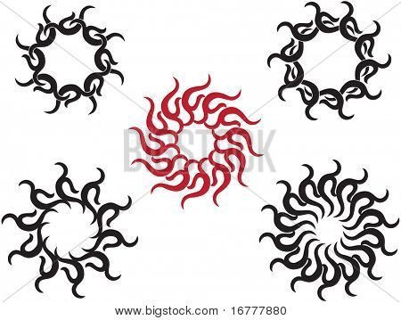 Vektor Tribal tattoo sæt sol forskellige Design