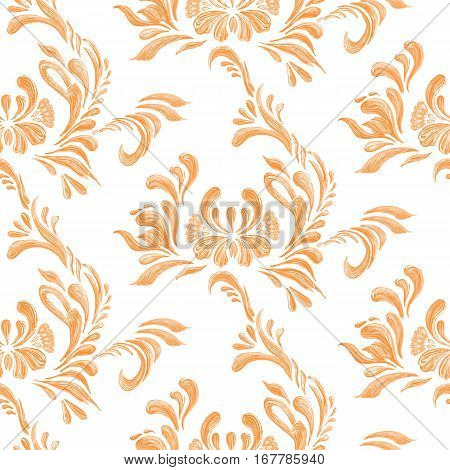 Abstract Orange Floral  Seamless Pattern