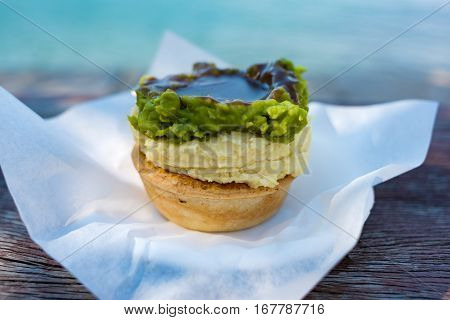 Australian Traditional Meat Pie With Woolloomooloo Bay On The Background