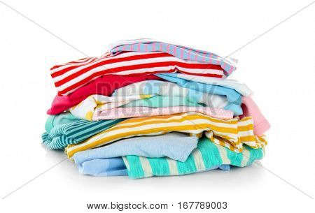 Pile of clothes on white background