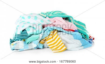 Pile of clothes on white background