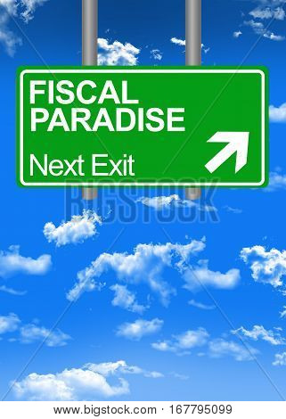 Fiscal paradise road sign or tax free concept