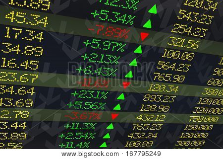 High resolution stock exchange evolution electronic screen or display