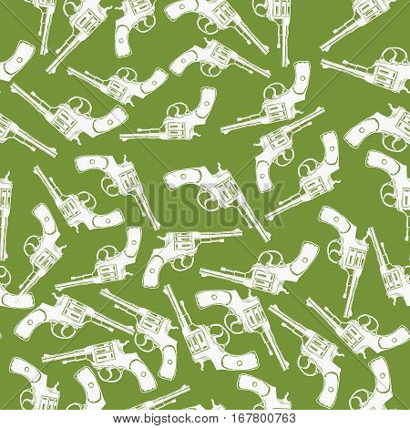 Hand Drawn Revolver Gun Seamless Pattern Vector illustration