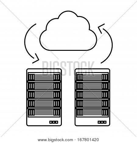 figure server banner shared web gosting icon, vector illustration