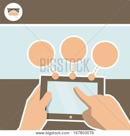 Infographics for design online store. Tablet and product selection. Isolated vector illustration in flat style.