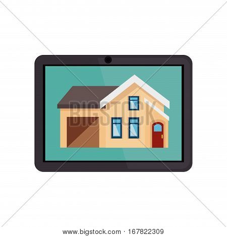 tablet device with smarthouse vector illustration design