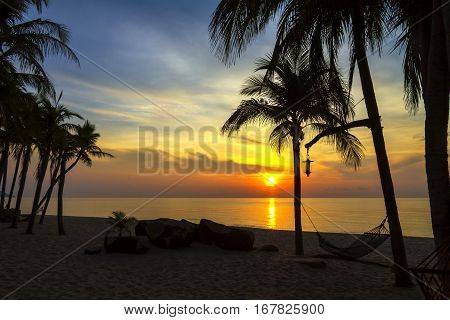 Dawn sunrise at Ban Krut Beach Prachuap Khirikhun Province Thailand