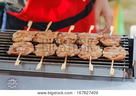 Thai food grilled pork call 