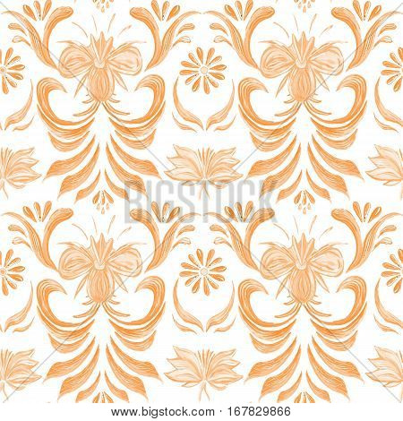 Abstract Orange Floral  Seamless Pattern