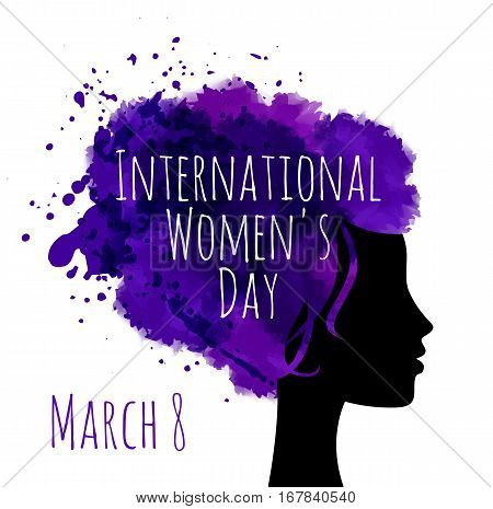 International womens day greetings with woman profile