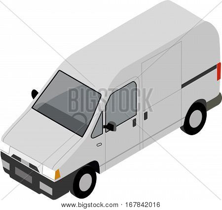 Small truck for transportation cargo. Van for the carriage of cargo. Delivery car. Vector isometric illustration.