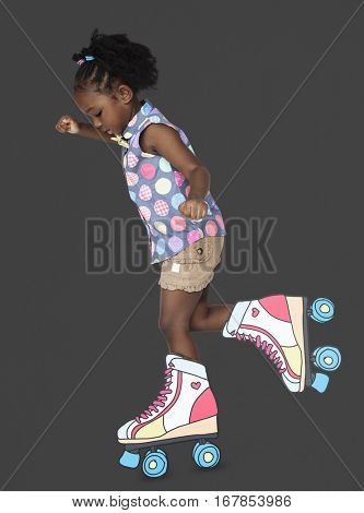 Little Girl Skating Papercraft Cute