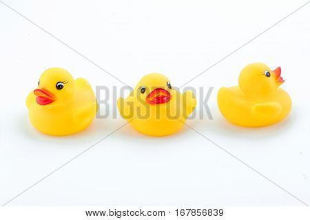 Group of rubber ducks yellow next to each other