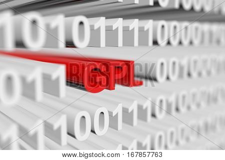 gpl as a binary code with blurred background 3D illustration