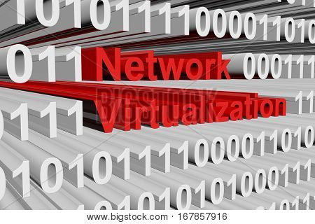 Network virtualization in the form of binary code, 3D illustration