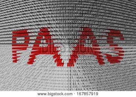 paas in the form of binary code, 3D illustration