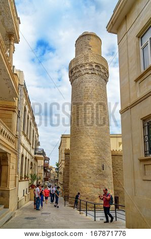 Minaret Of Muhammad Mosque In Old City, Icheri Sheher. Baku