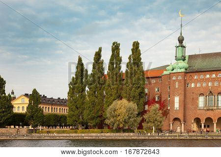 Views of the City Hall (Stadshuset) in Stockholm Sweden