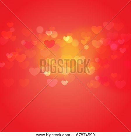 colorful hearts in light on red background,vector illustration