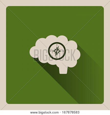 Guided brain illustration on green square background with shade