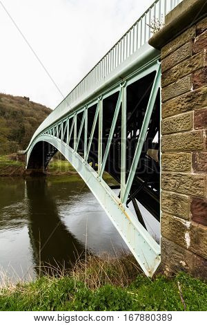 Bigsweir Bridge, Beautiful Single Span Iron Bridge Over The River Wye And The Border Between England