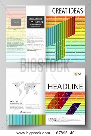 Business templates for bi fold brochure, magazine, flyer, booklet or annual report. Cover design template, easy editable vector, abstract flat layout in A4 size. Bright color rectangles, colorful design with overlapping geometric rectangular shapes formin