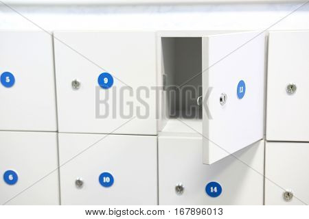 Locker room in fitness club 