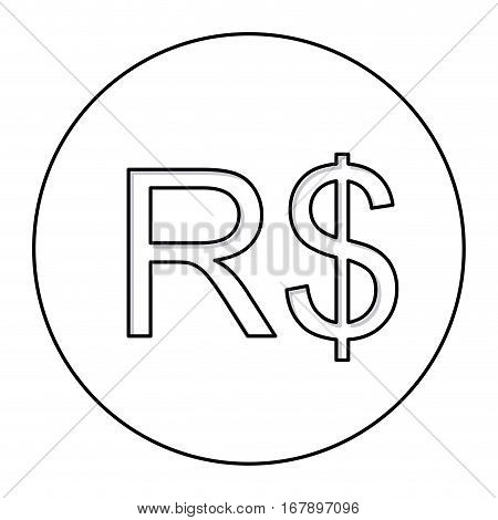 monochrome contour with currency symbol of brazilian real in circle vector illustration