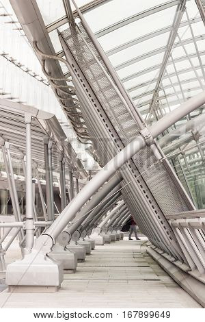 BRUSSELS BELGIUM - AUGUST 21 2014: Gare de Bruxelles-Luxembourg train station at the Espace Leopold (Leopold Square) under the Esplanade of the European Parliament