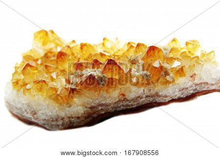 citrine semigem geode crystals geological mineral isolated