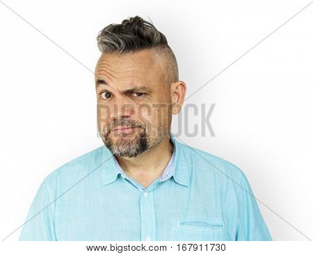 Man Squint Eye Curious Suspicious Squinting