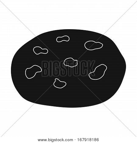 Chocolate chip cookies icon in black design isolated on white background. Chocolate desserts symbol stock vector illustration.