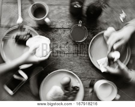 Breakfast Eating Meal Flat Lay Concept