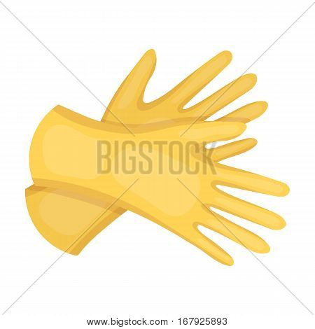 Rubber gloves icon in cartoon design isolated on white background. Cleaning symbol stock vector illustration.