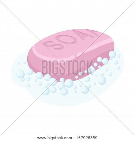 Soap icon in cartoon design isolated on white background. Cleaning symbol stock vector illustration.